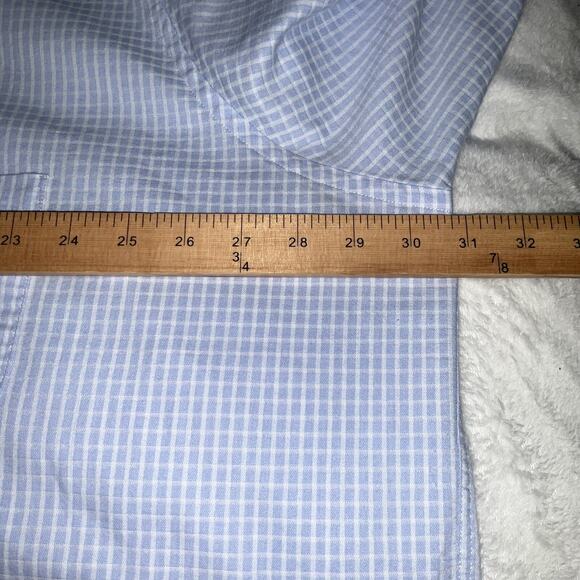 Chaps Big Fit Dress Shirt 20 34/35 Blue Check Button Front Long Sleeve Classic - Picture 6 of 9